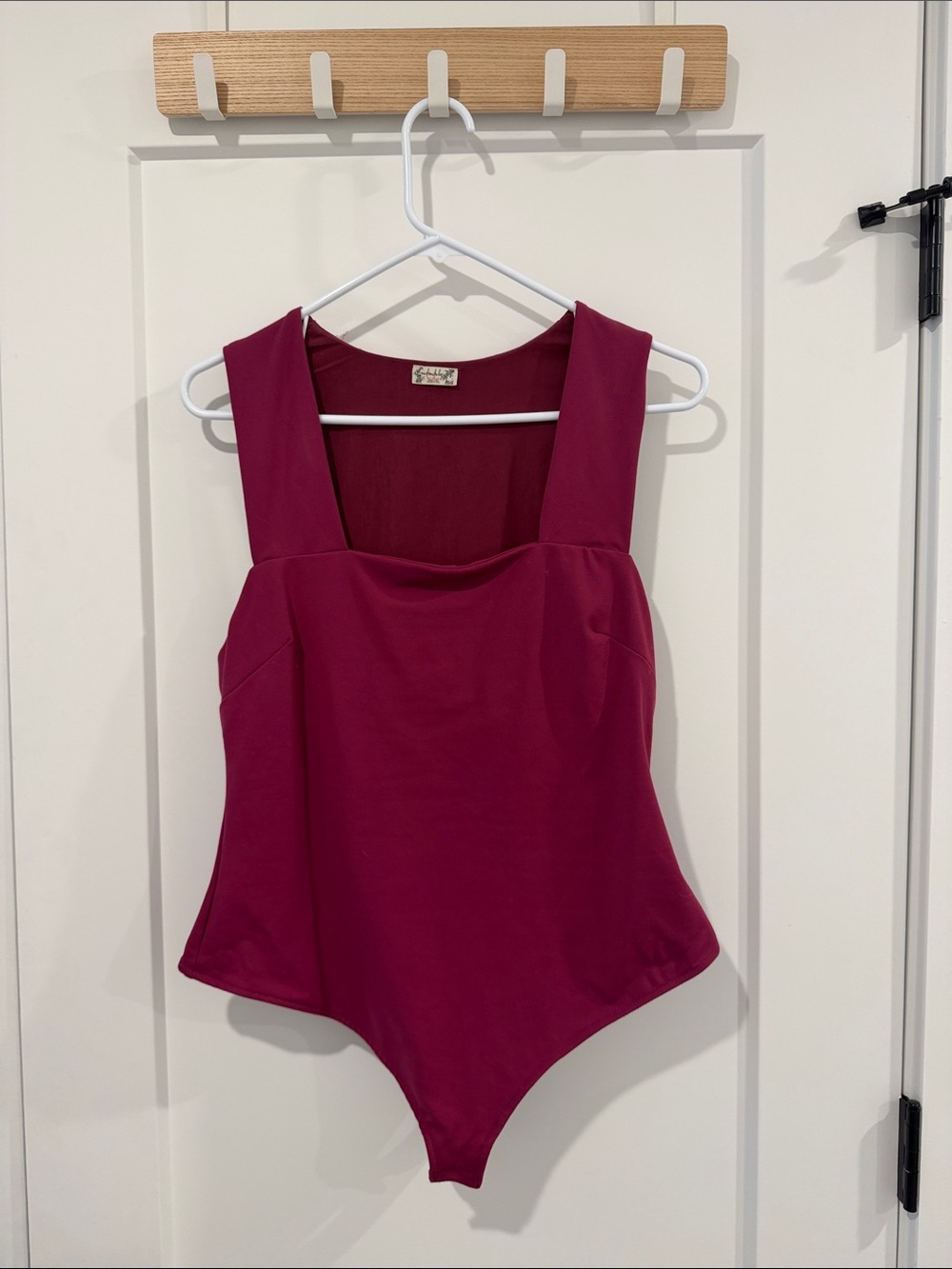 Free People Sleeveless Square-Neck Bodysuit in Berry
